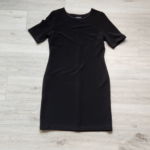 Mario Serrani Black Dress Womens Medium Short Sleeves Ribbed Textured - Picture 1 of 8